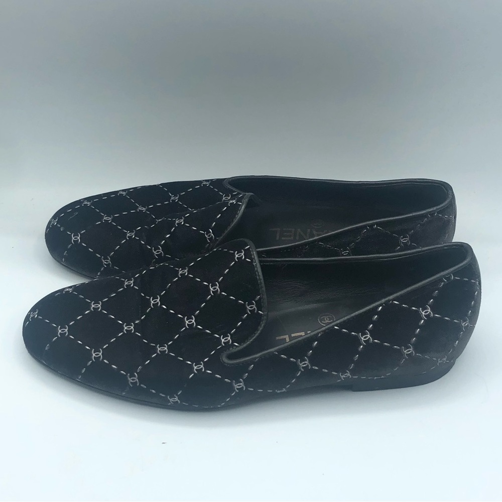 CHANEL Black Quilted Loafers